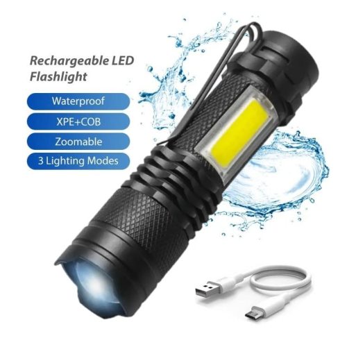 Hordozható zoom mini zseblámpa, újratölthető COD lámpa- 400mAh