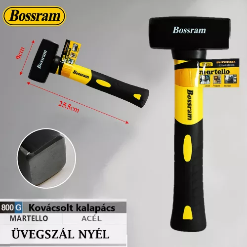 Bossram kalapács üvegszálas nyéllel - 800g