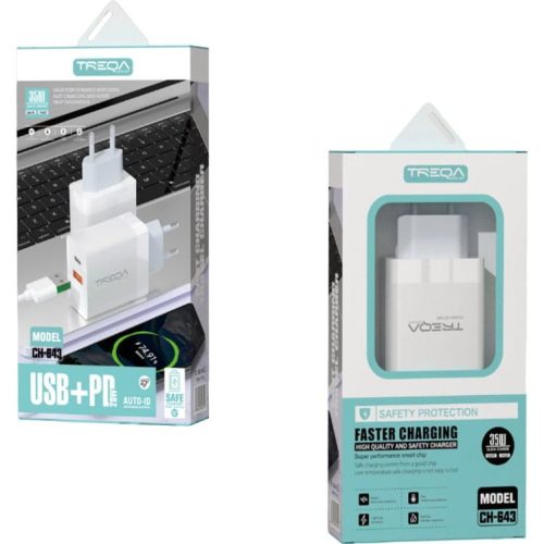 Treqa USB + PD fali töltő adapter 35W