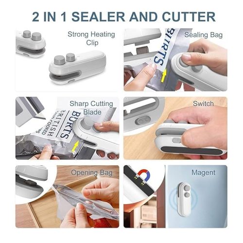 Hordozható Mini 2 az 1-ben USB Újratölthető Zacskóhegesztő és Vágó