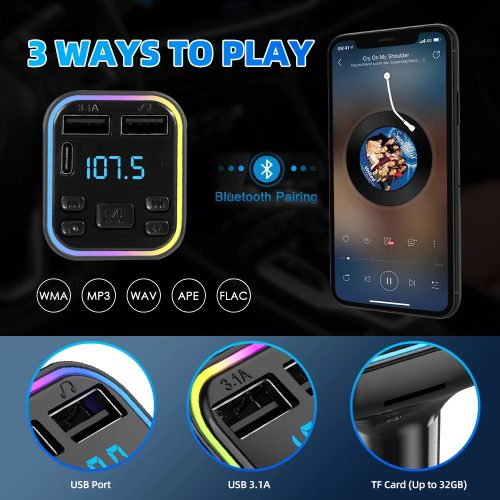 Bluetooth FM transmitter MP3 lejátszó dupla USB + PD 