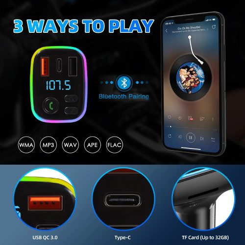 Treqa FM Transzmitter kihangosító ,MP3 lejátszó - Dual USB + PD Töltő