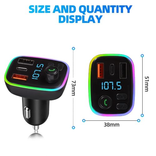 Treqa FM Transzmitter kihangosító ,MP3 lejátszó - Dual USB + PD Töltő