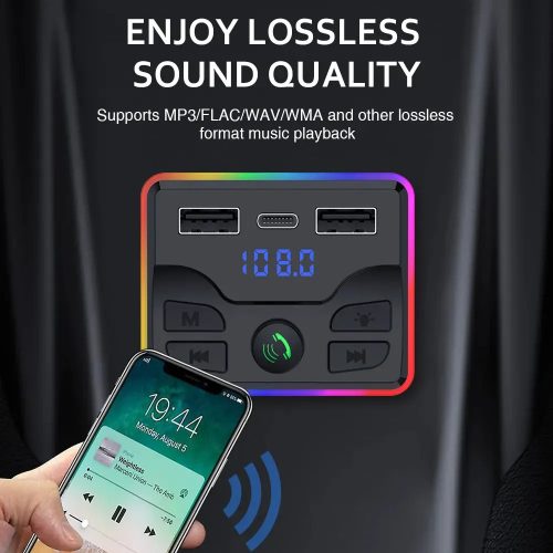 Állítható FM Transzmitter távirányítóval ,MP3 lejátszó - Dual USB + PD Töltő