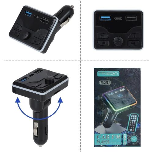 Állítható FM Transzmitter távirányítóval ,MP3 lejátszó - Dual USB + PD Töltő