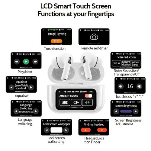 E10 MiPods ,TWS Bluetooth Gamer Fülhallgató LCD kijelzővel