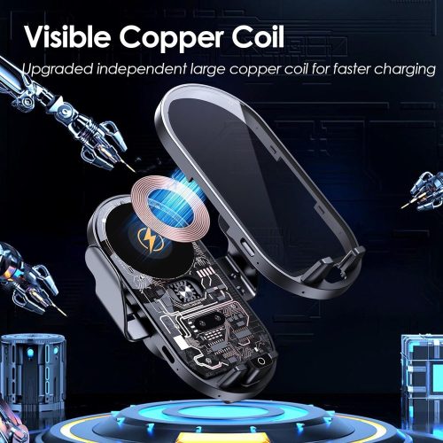 15W vezeték nélküli autós töltő bilincses tartóval és univerzális kihangosító funkcióval