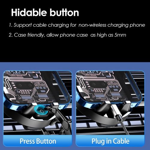 15W vezeték nélküli autós töltő bilincses tartóval és univerzális kihangosító funkcióval