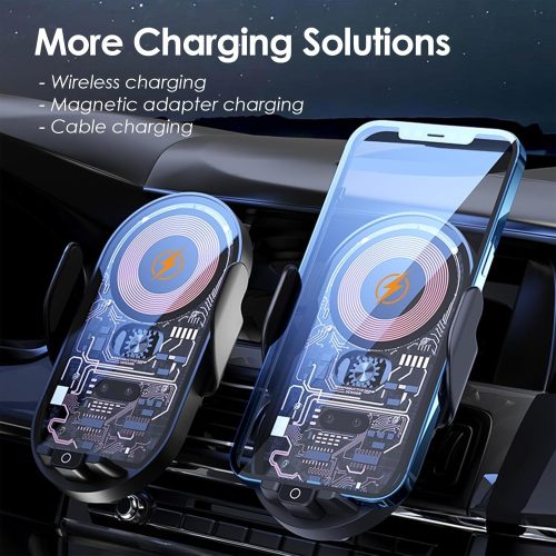 15W vezeték nélküli autós töltő bilincses tartóval és univerzális kihangosító funkcióval