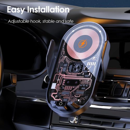 15W vezeték nélküli autós töltő bilincses tartóval és univerzális kihangosító funkcióval