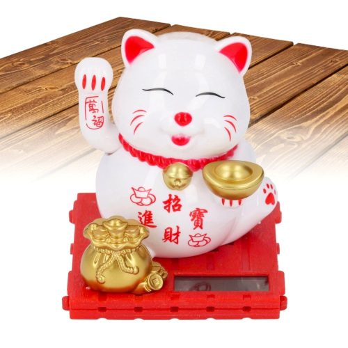 Maneki Neko napelemes szerencsehozó integető macska