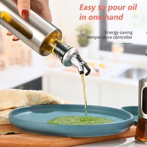 200 ml Olaj- és Ecetadagoló Üveg – Rozsdamentes acél burkolattal