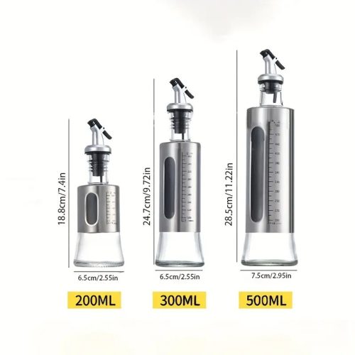 200 ml Olaj- és Ecetadagoló Üveg – Rozsdamentes acél burkolattal