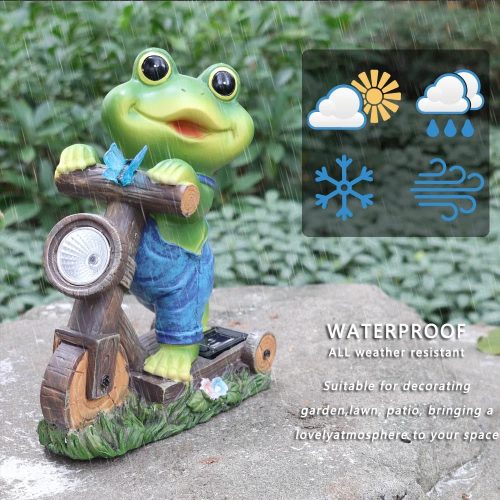 Napelemes kerti lámpás béka robogón 20,5cm