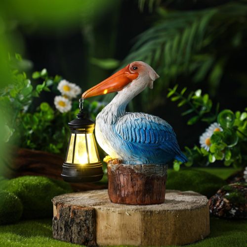 Napelemes kerti lámpás pelikán szobor 15,5cm