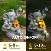 Napelemes kerti lámpás elefánt szobor napraforgóval 23cm