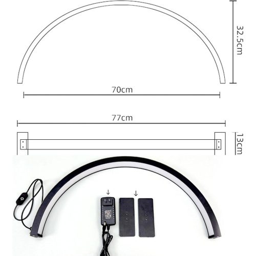 Félholdas kozmetikai manikűr lámpa csillogó díszítéssel 77cm