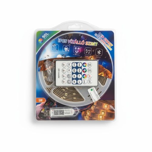 Bluetooth-os RGB szalag távirányítóval és applikációval 90LED – 5m