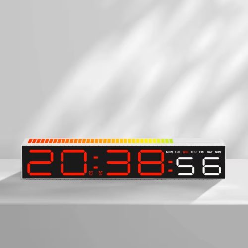 LED digitális asztali óra  nagyméretű kijelzővel és színes fénycsíkkal