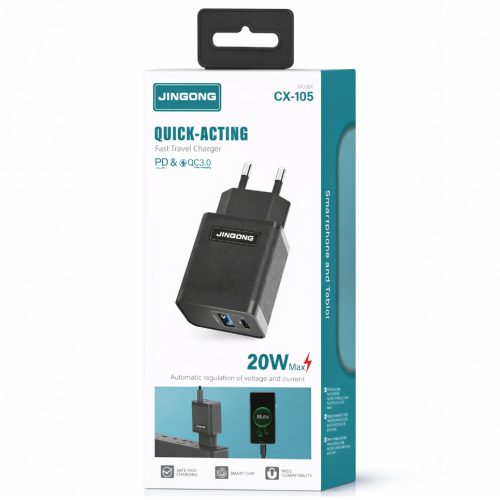 CX-105 – 20W gyorstöltő USB-C + USB-A kimenettel