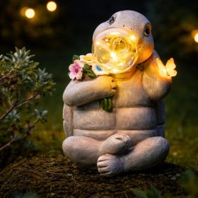 Napelemes kerti lámpás teknős szobor 18,5cm