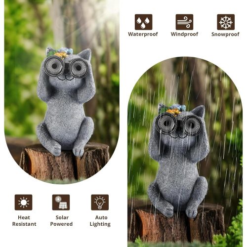  Napelemes kerti dekorációs fény - Távcsöves macska