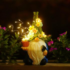 Napelemes kerti manó fényfüzérrel 30cm