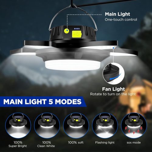 Multifunkciós napelemes kemping lámpa - 4000mAh 