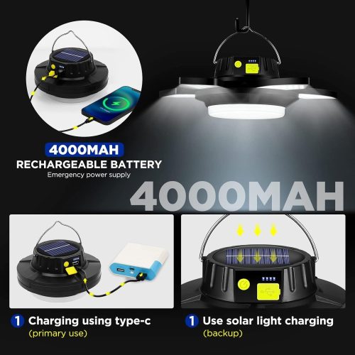 Multifunkciós napelemes kemping lámpa - 4000mAh 