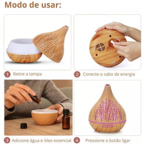 Csepp alakú ultrahangos LED aroma diffúzor, világos - 400ml