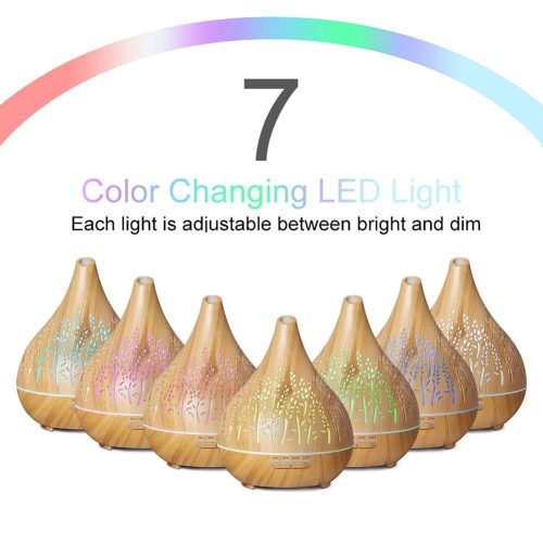 Csepp alakú ultrahangos LED aroma diffúzor, világos - 400ml