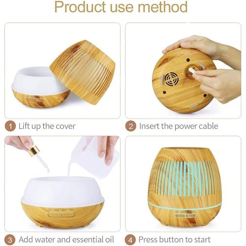 Ultrahangos LED aroma diffúzor, világos - 400ml