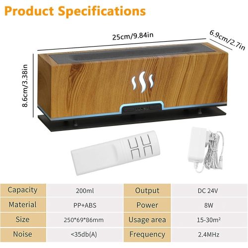 Lánghatású ultrahangos aroma diffúzor, fa mintázatú - 300ml