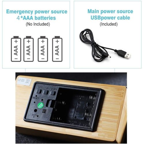 LED-es digitális ébresztőóra hőmérővel és páratartalom figyeléssel