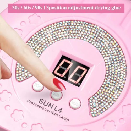 SUNL4 UV és LED körömlámpa strasszköves rózsaszín 88W