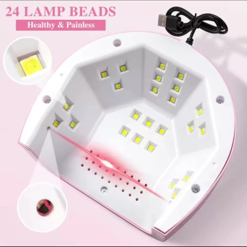 SUNL4 UV és LED körömlámpa strasszköves rózsaszín 88W