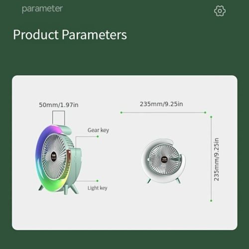 Többfunkciós hordozható ventilátor LED világítással