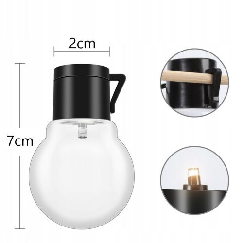 Retro vintage napelemes LED lámpasor - 3,8m