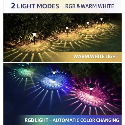 Napelemes Leszúrható Kerti Lámpa Szett RGB + Meleg Fénnyel 6db