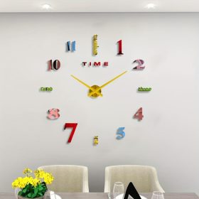   Dekoratív 3D csendes falióra színes számokkal – DIY dizájn